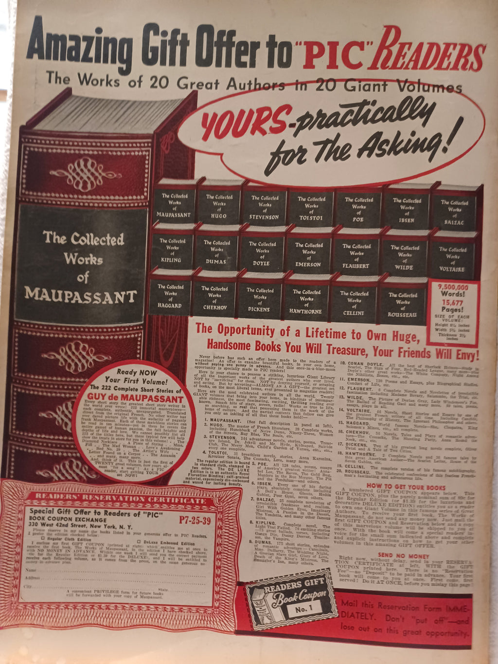 VINTAGE Magazine "PIC", July 25, 1939, Featuring Marie Wilson