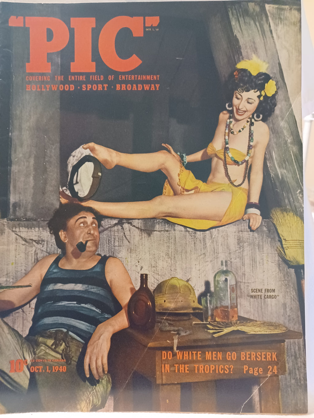 VINTAGE Magazine "PIC", October 1, 1940, Featuring Scene from "White Cargo"
