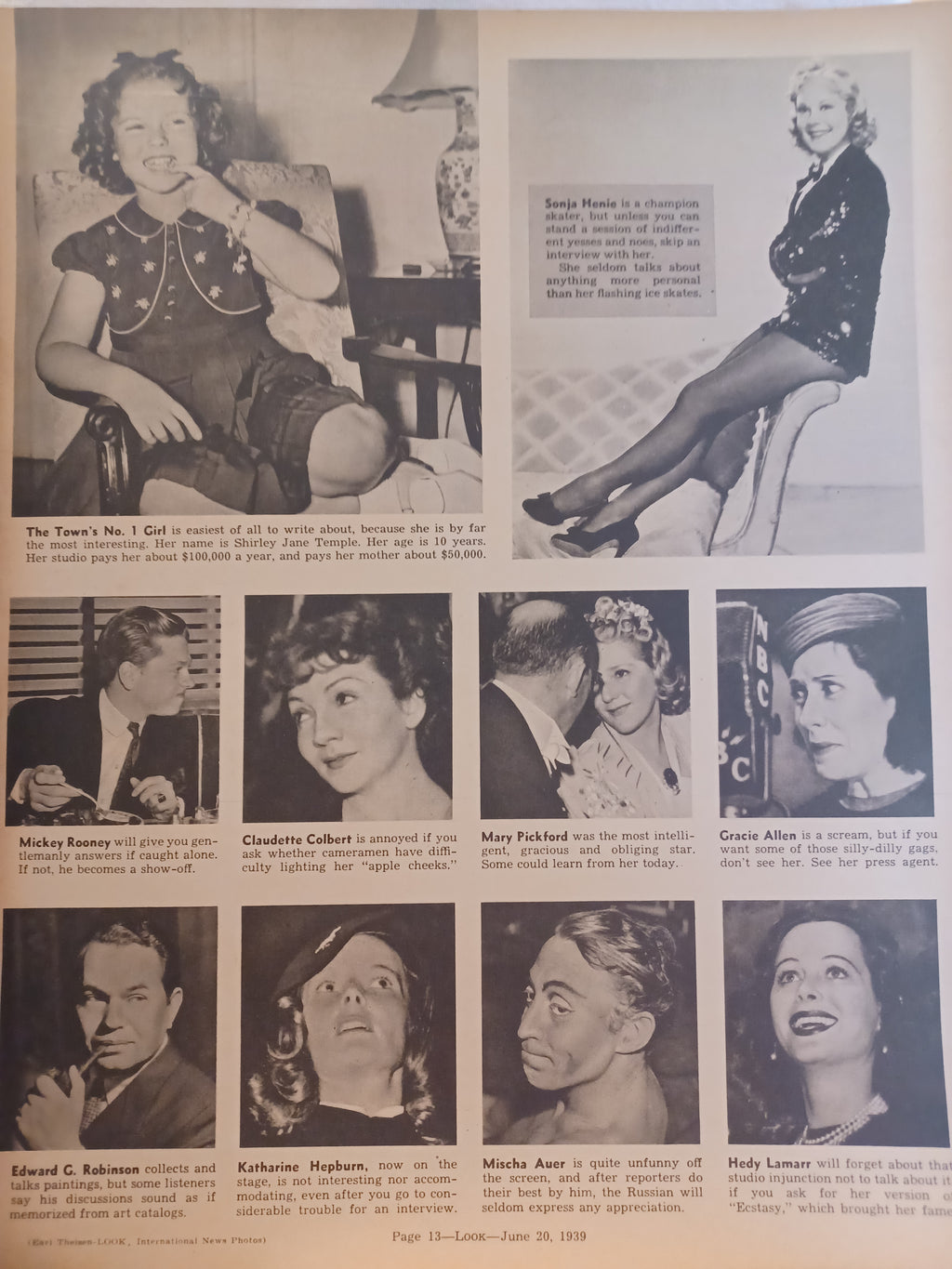 VINTAGE Magazine "LOOK", June 20, 1939 Featuring Paulette Goddard