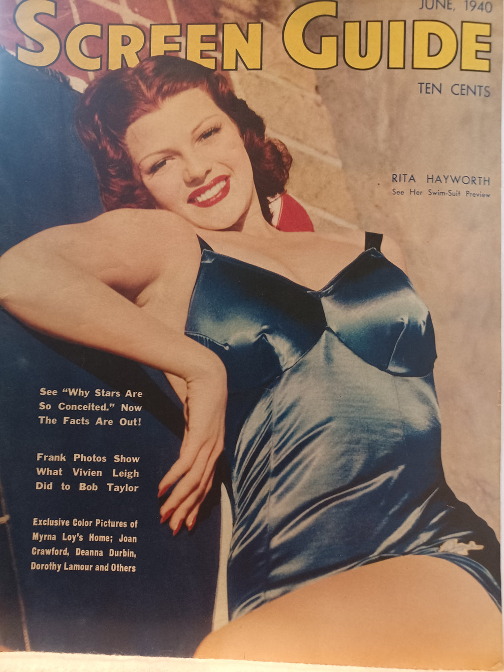 VINTAGE Magazine "SCREEN GUIDE", June 1940, Featuring Rita Hayworth