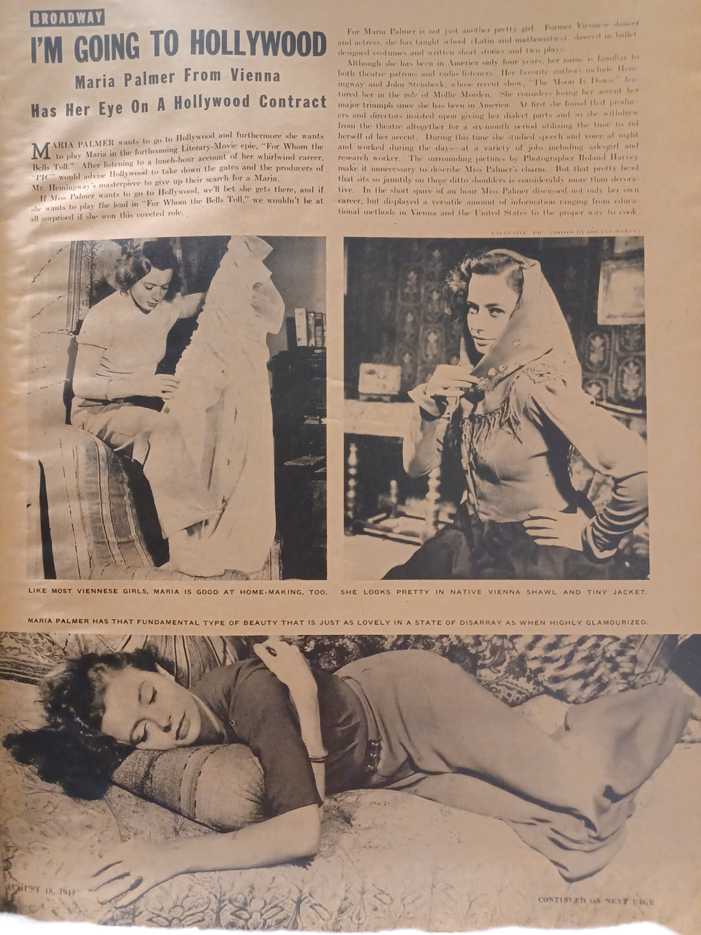 VINTAGE Magazine "PIC", August 18, 1942, Featuring Robin Adair