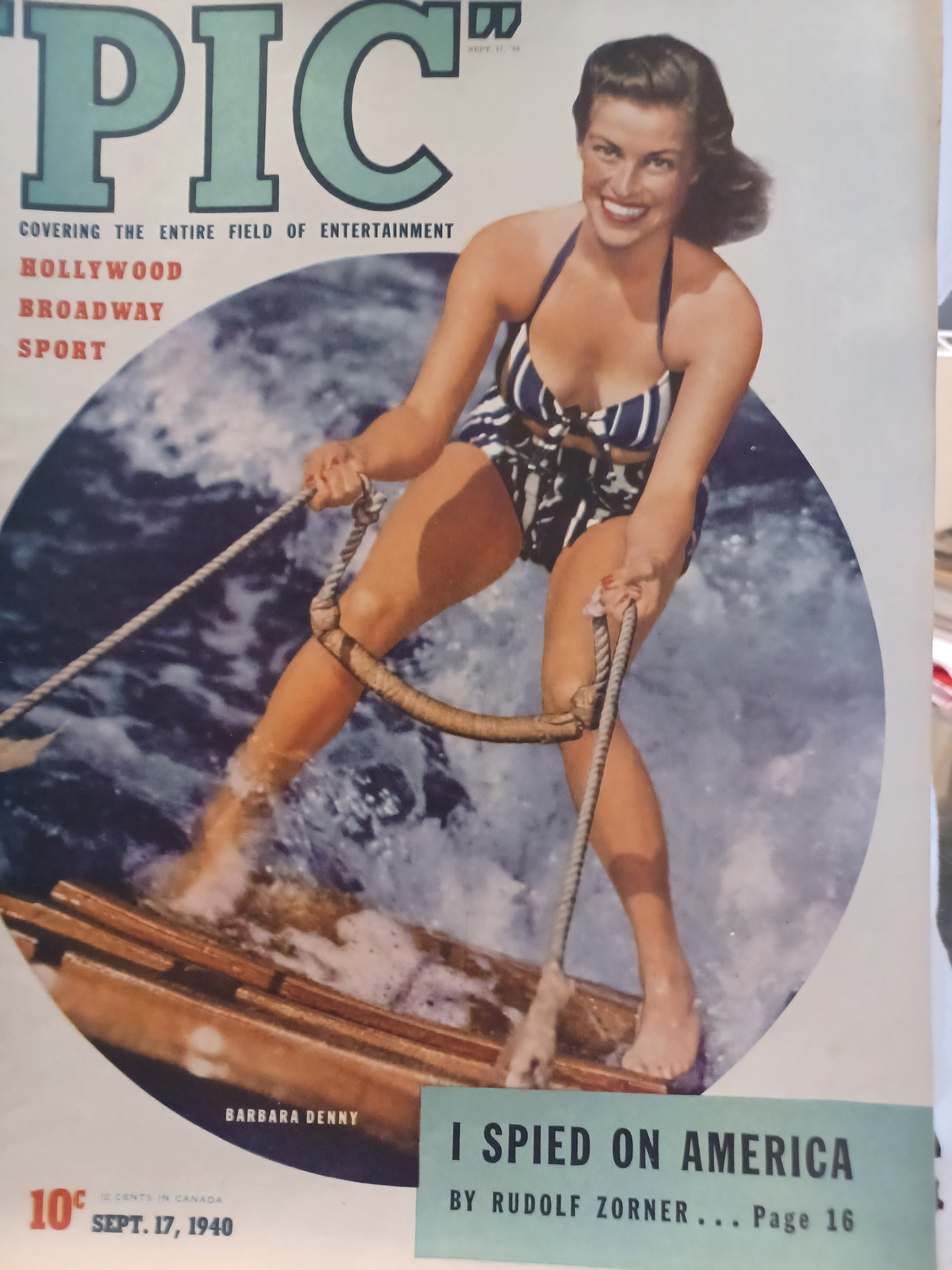VINTAGE Magazine "PIC", September 17, 1940, Featuring Barbara Denny