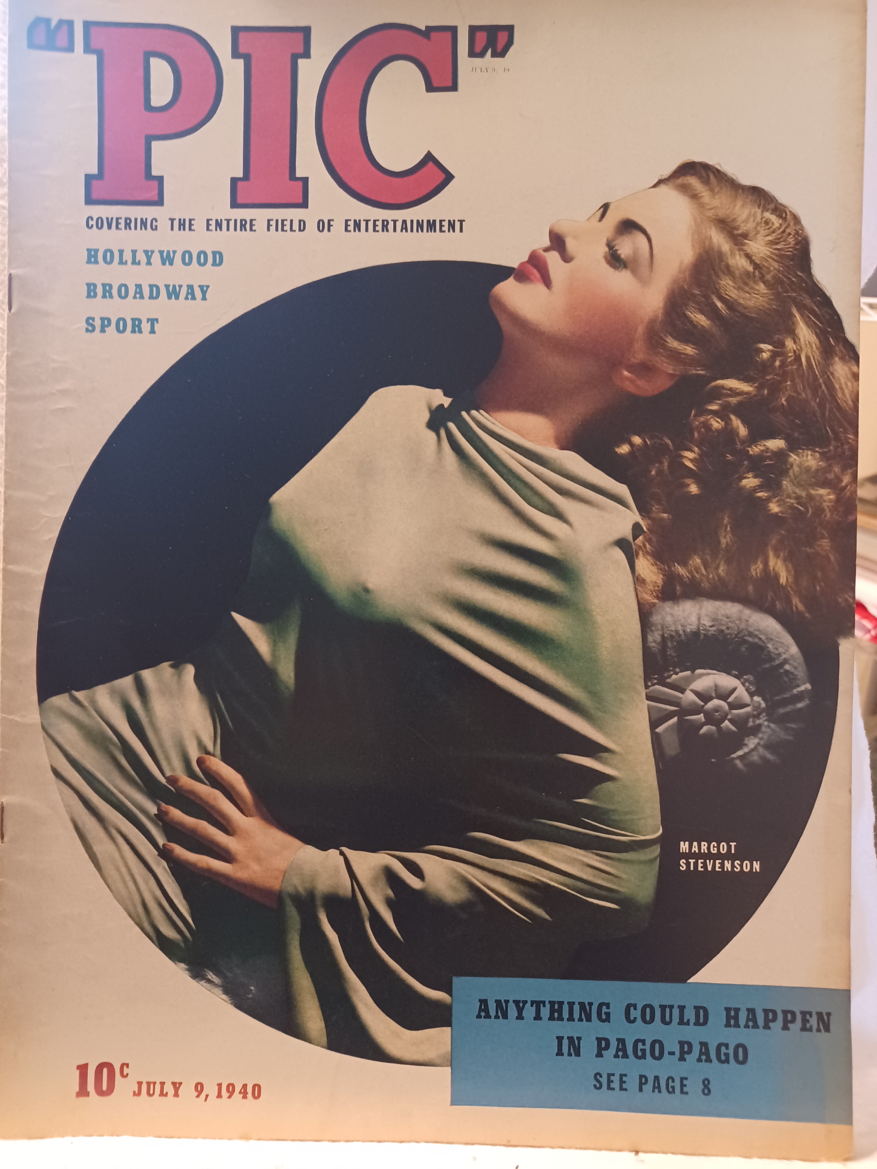 VINTAGE Magazine "PIC", July 9, 1940, Featuring Margot Stevenson