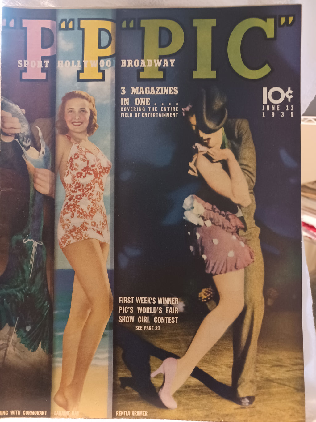 VINTAGE Magazine "PIC", June 13, 1939, Featuring Laraine Day and Renita Kramer