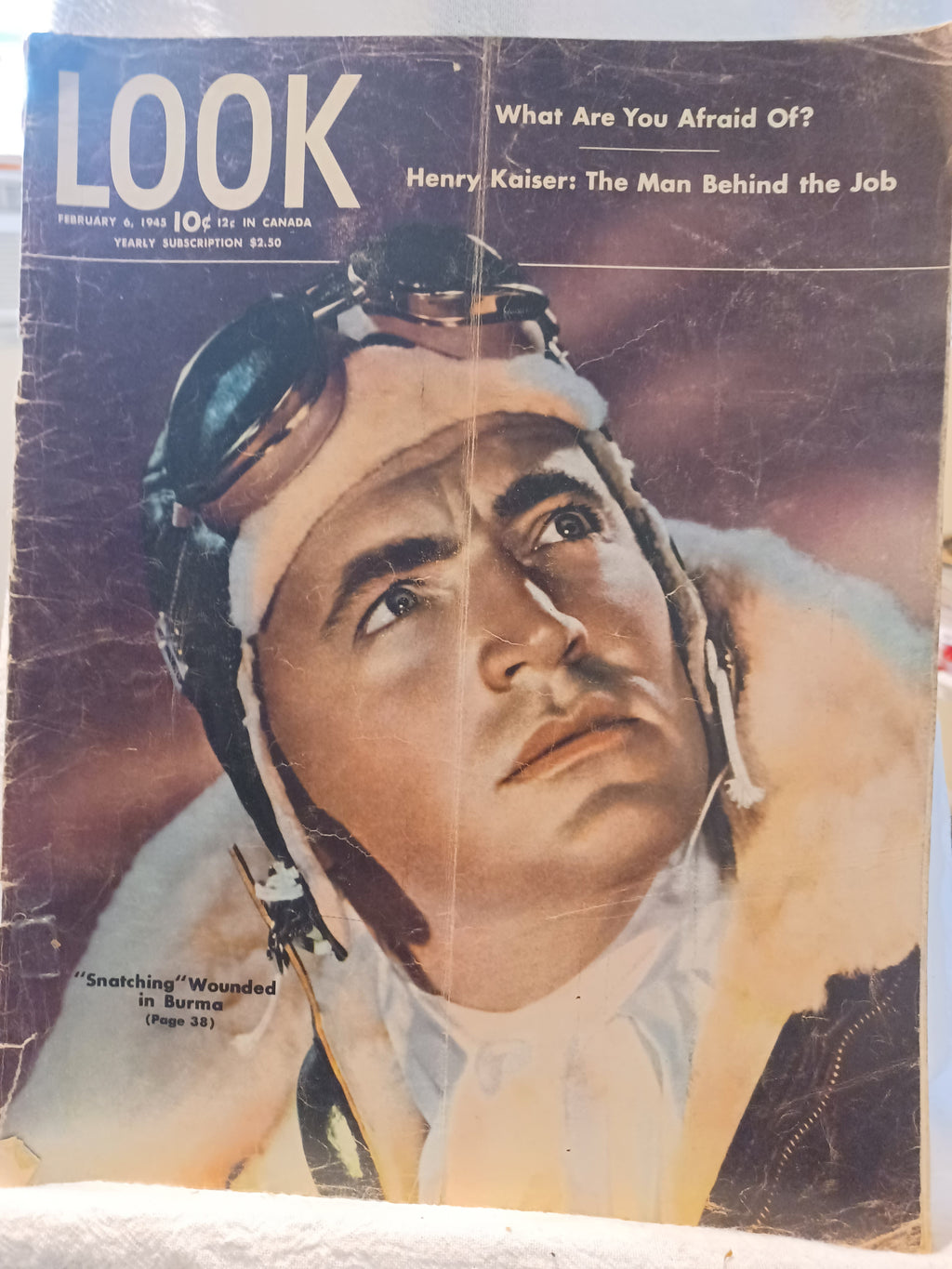 VINTAGE Magazine "LOOK", February 6, 1945, Featuring "Snatching" Wounded in Burma (pg. 38)