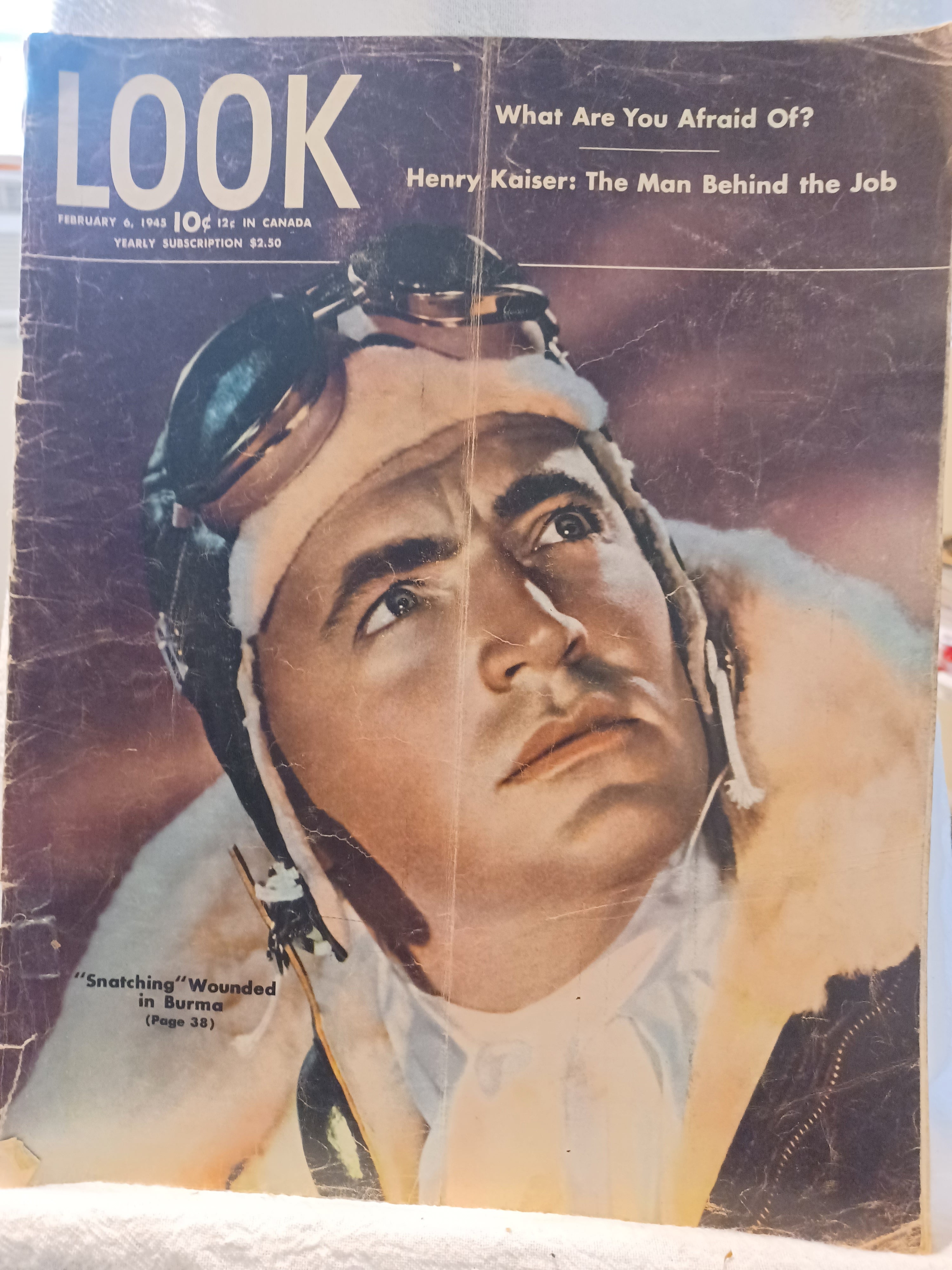 VINTAGE Magazine "LOOK", February 6, 1945, Featuring "Snatching" Wounded in Burma (pg. 38)