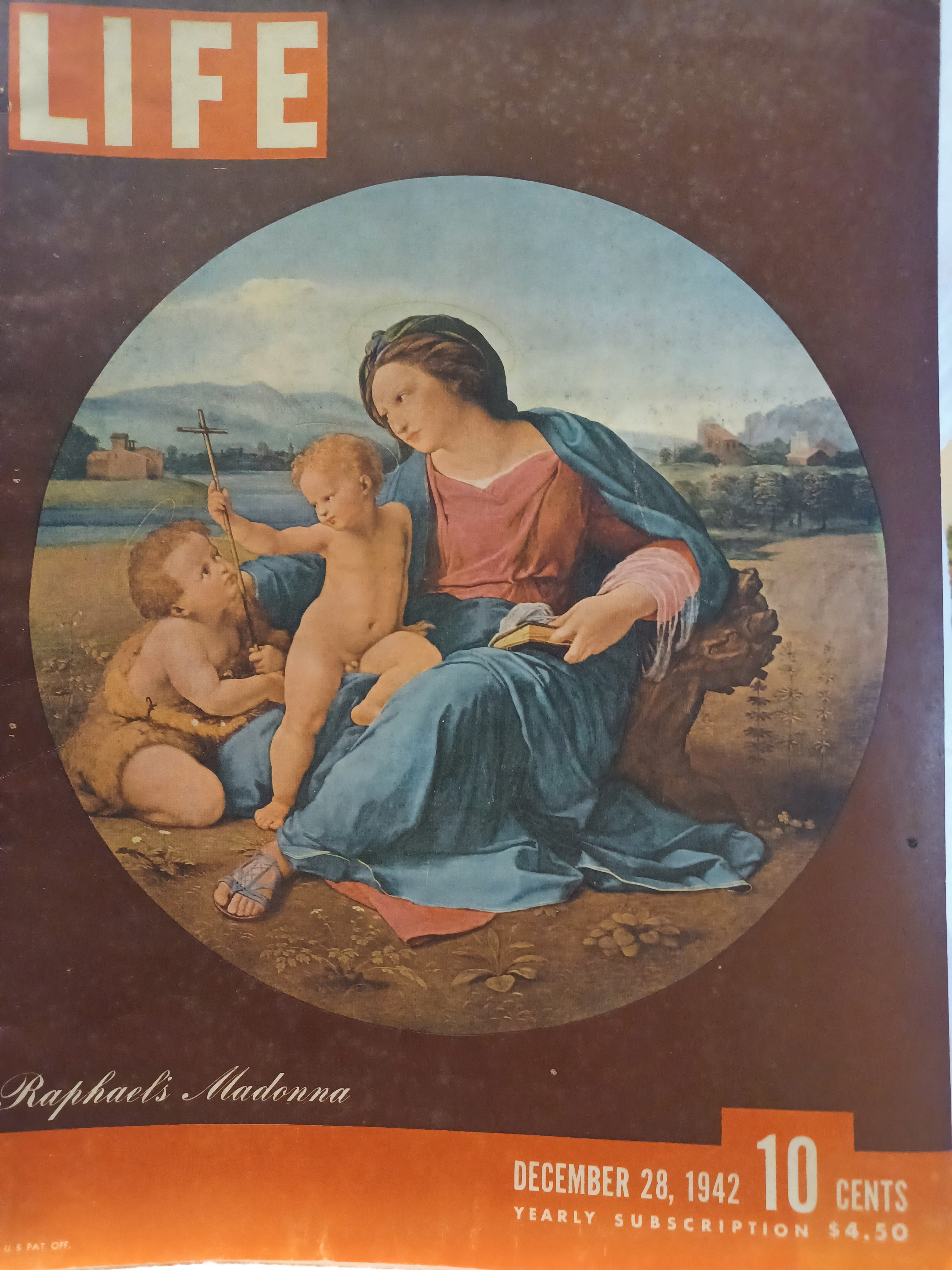 VINTAGE Magazine "LIFE", December 28, 1942, Featuring Raphael's Madonna