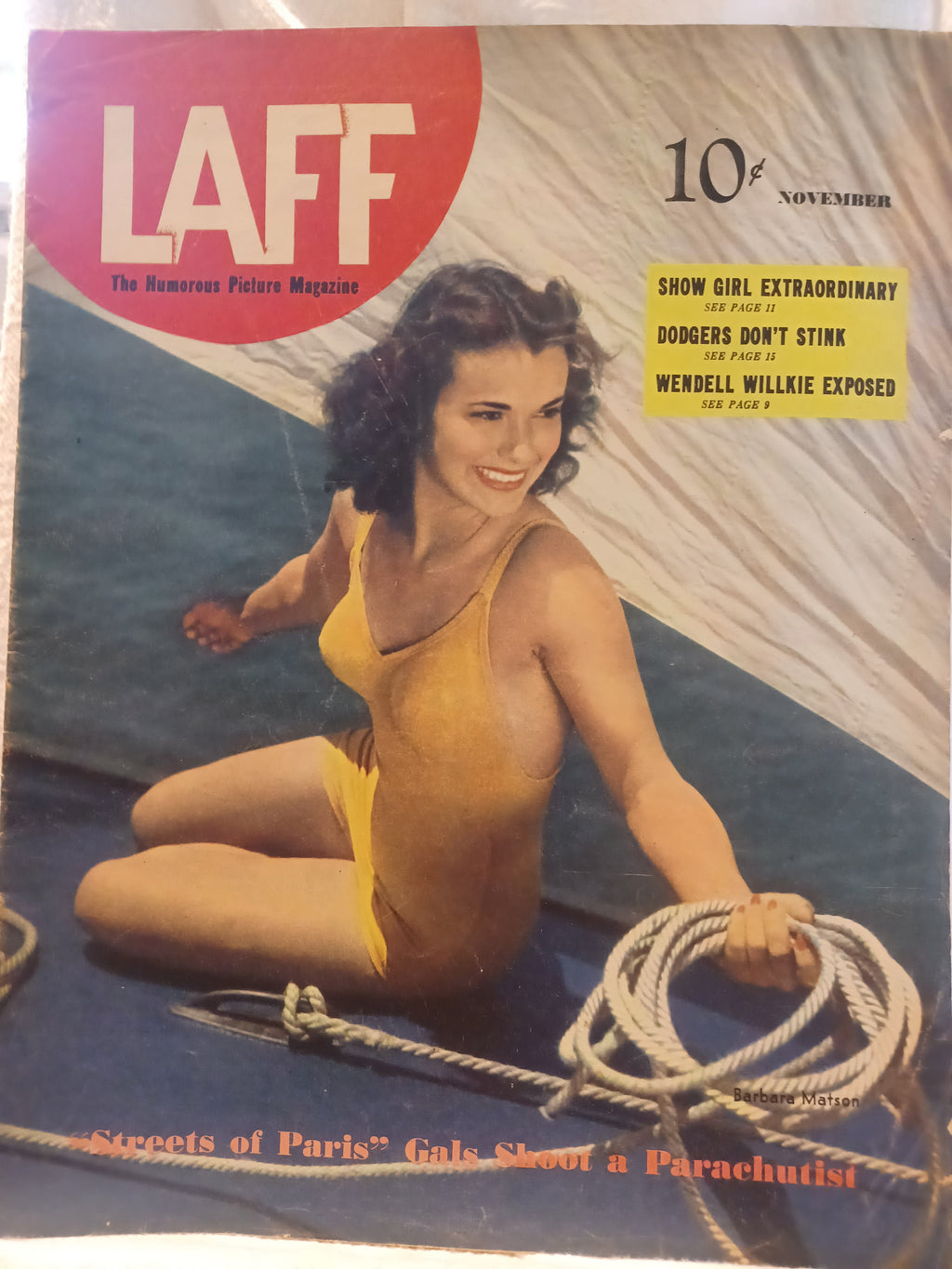VINTAGE Magazine "LAFF", November 1940, Featuring Barbara Matson