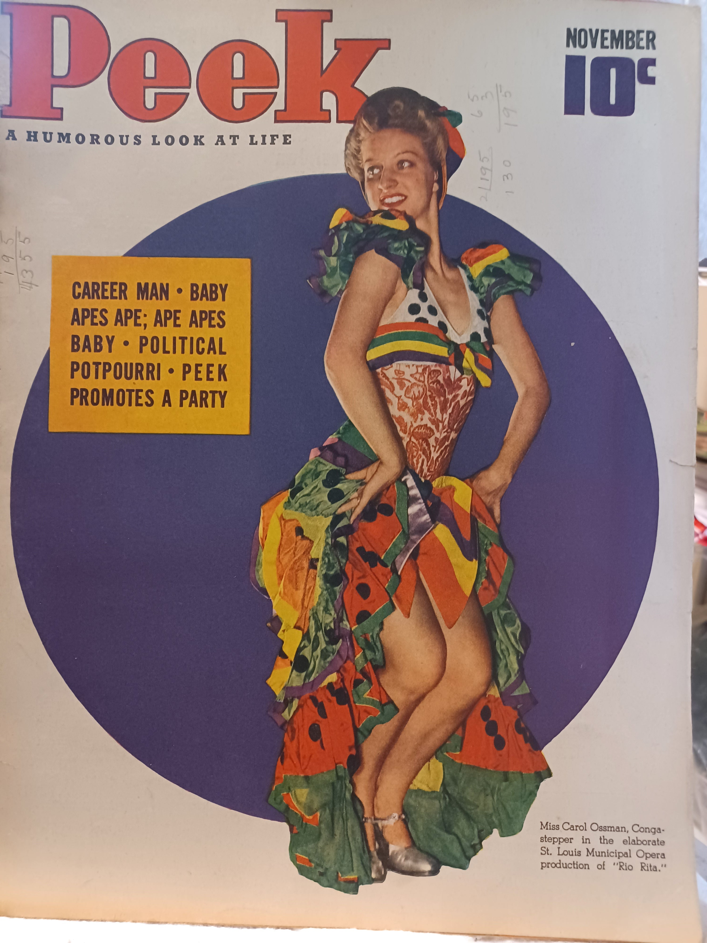 VINTAGE Magazine "PEEK", November 1940, Featuring Miss Carol Ossman