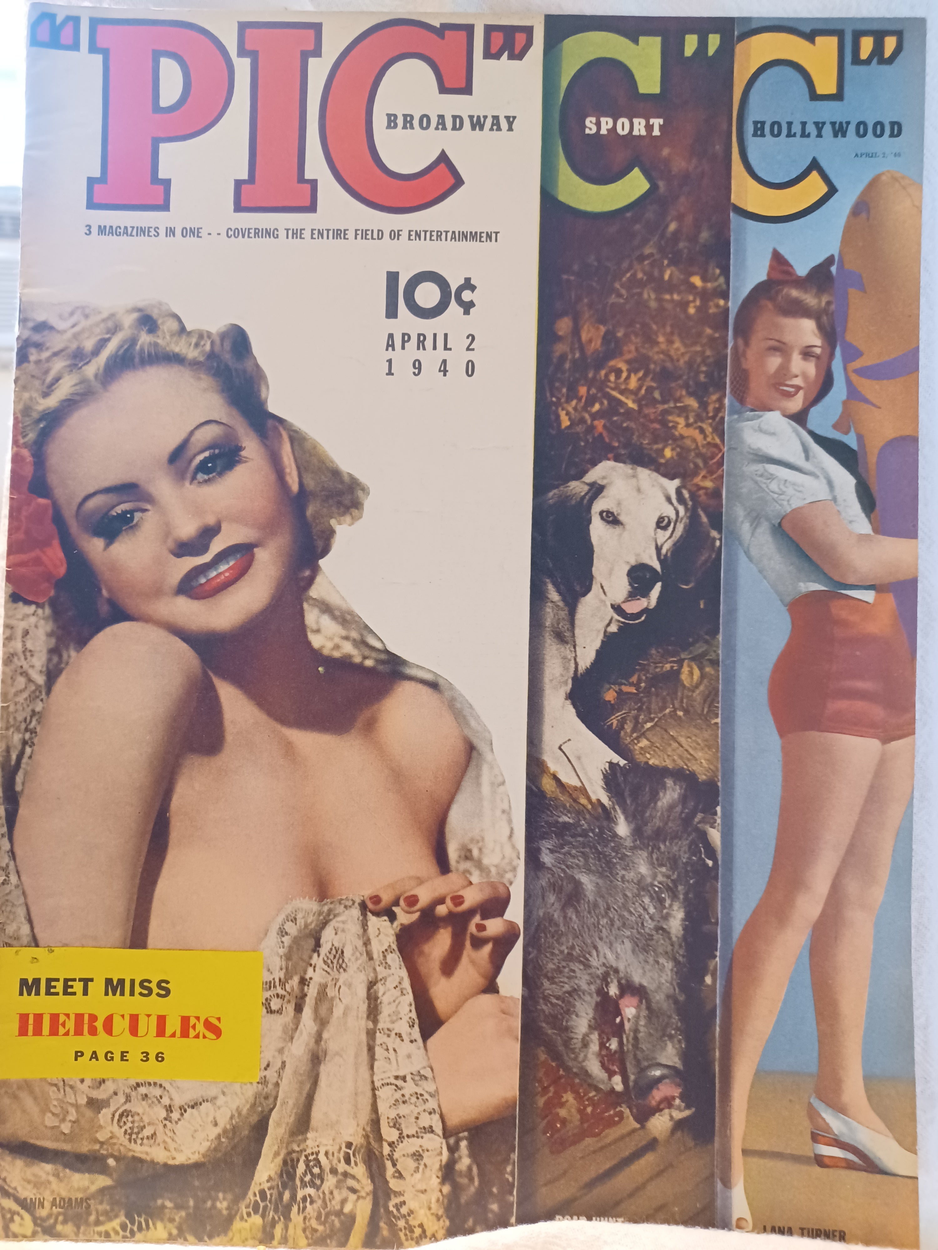 VINTAGE Magazine "PIC", April 2, 1940, Featuring Ann Adams