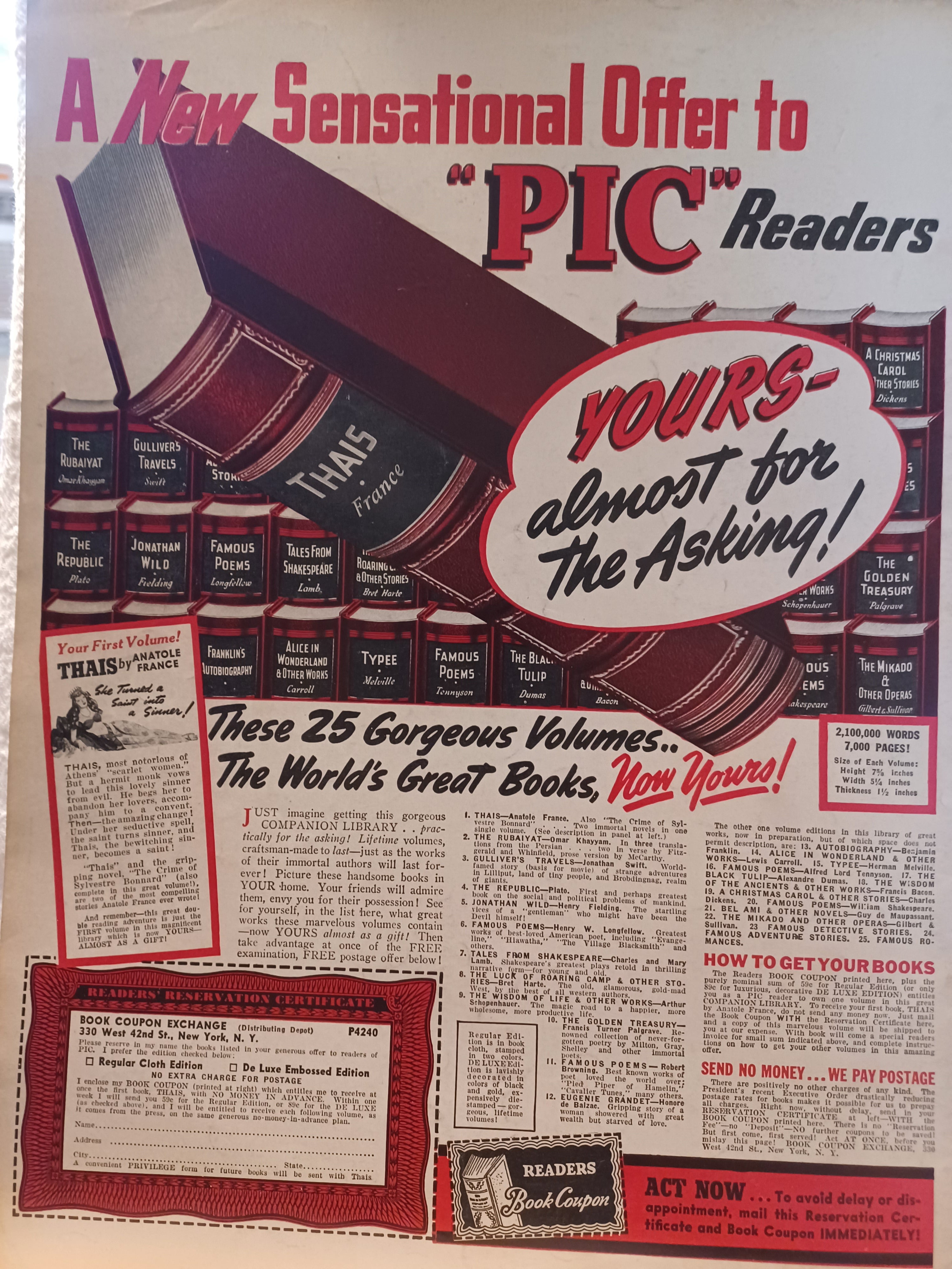 VINTAGE Magazine "PIC", April 2, 1940, Featuring Ann Adams