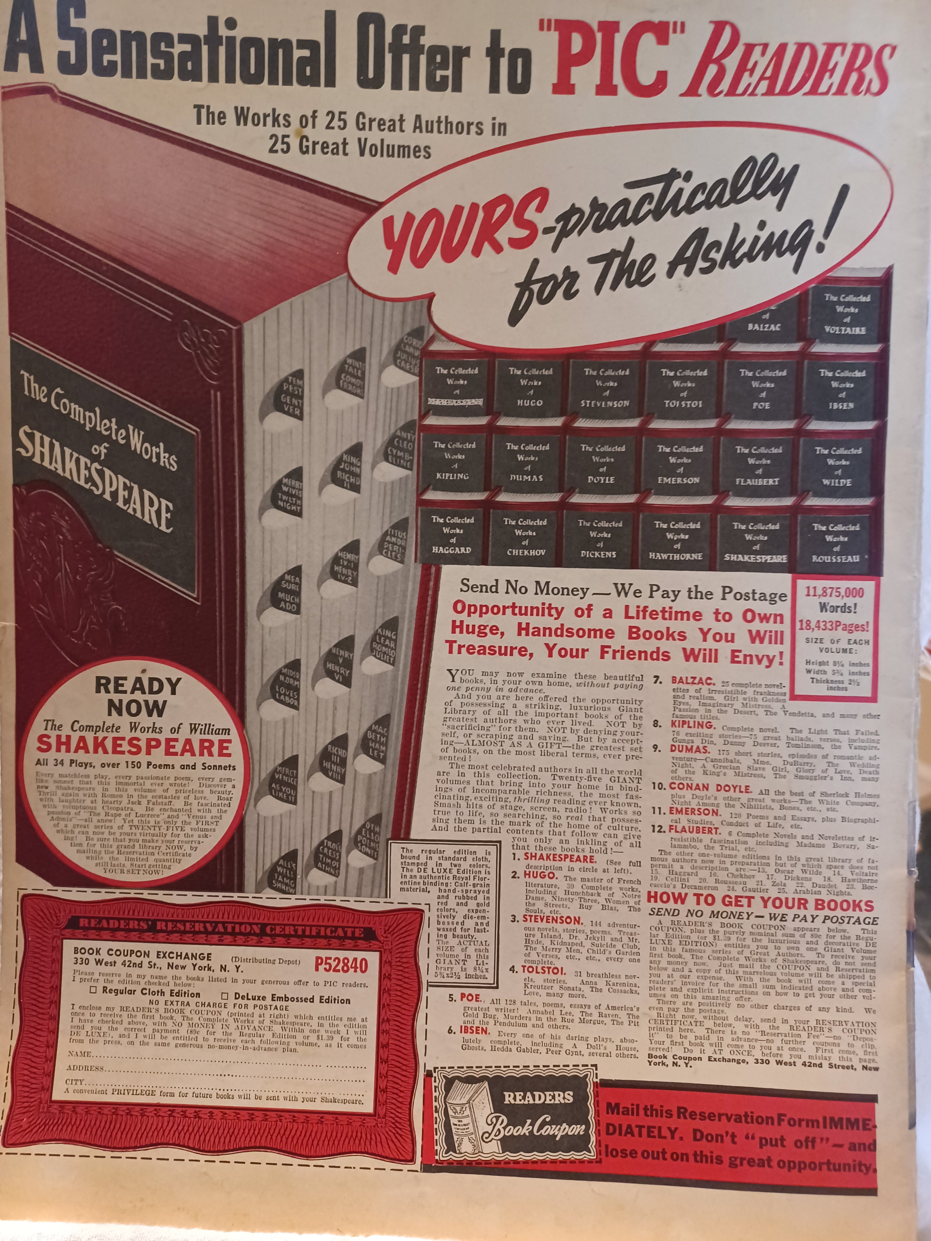 VINTAGE Magazine "PIC", May 28, 1940, Featuring Elaine Shepard