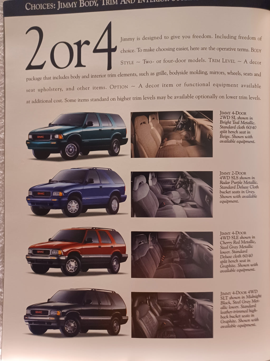VINTAGE 1995 GMC Jimmy Catalog