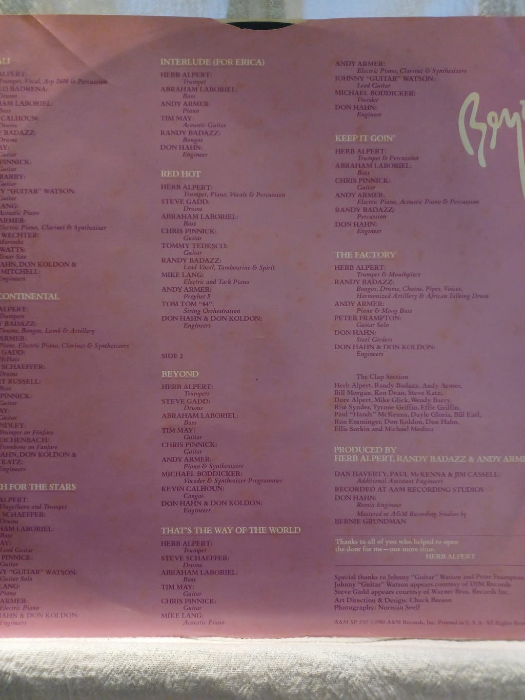 VINTAGE Vinyl 1980 HERB ALPERT "Beyond"