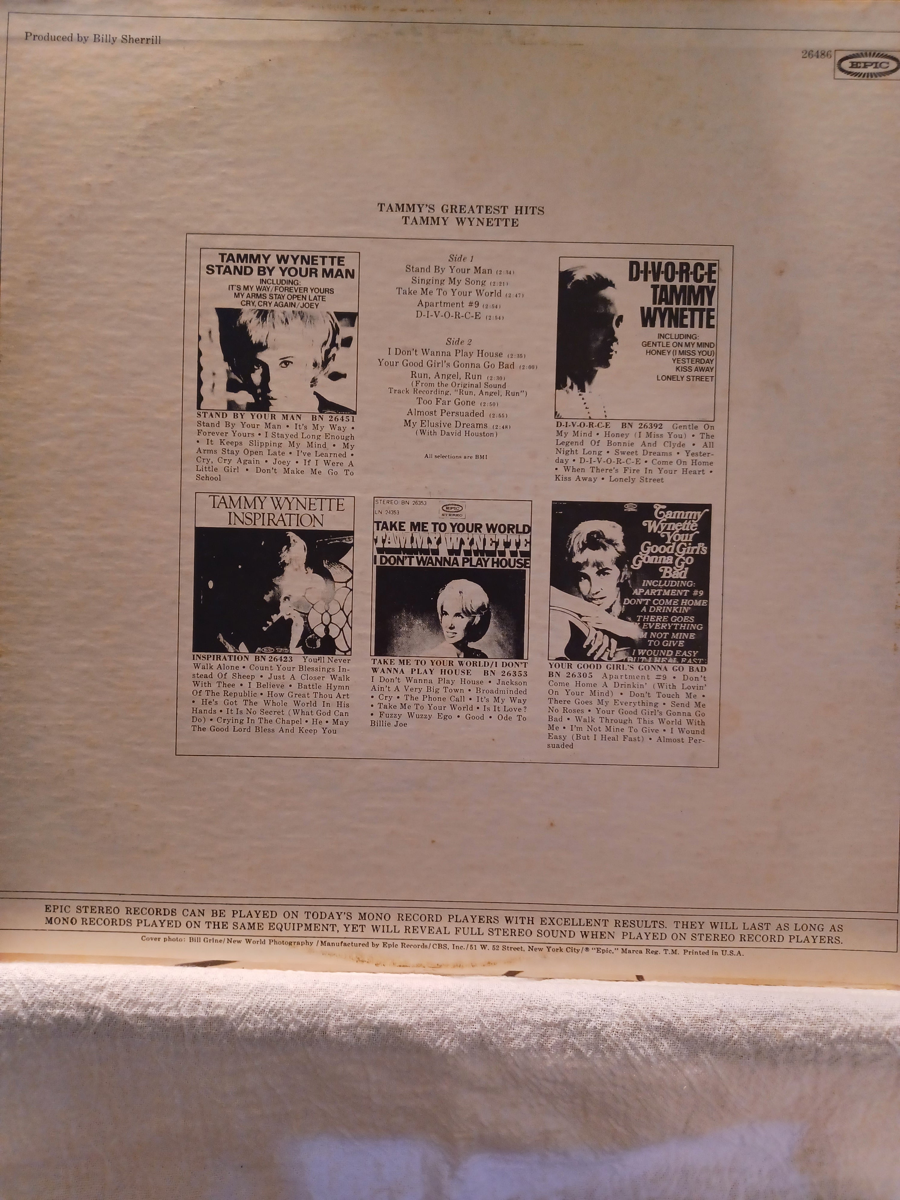 VINTAGE Vinyl 1969 TAMMY WYNETTE Greatest Hits