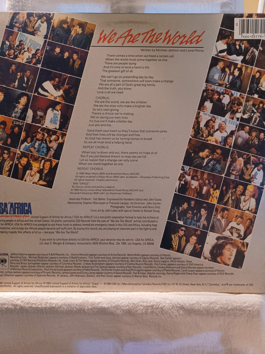 VINTAGE Vinyl 1985 WE ARE THE WORLD 12" Single