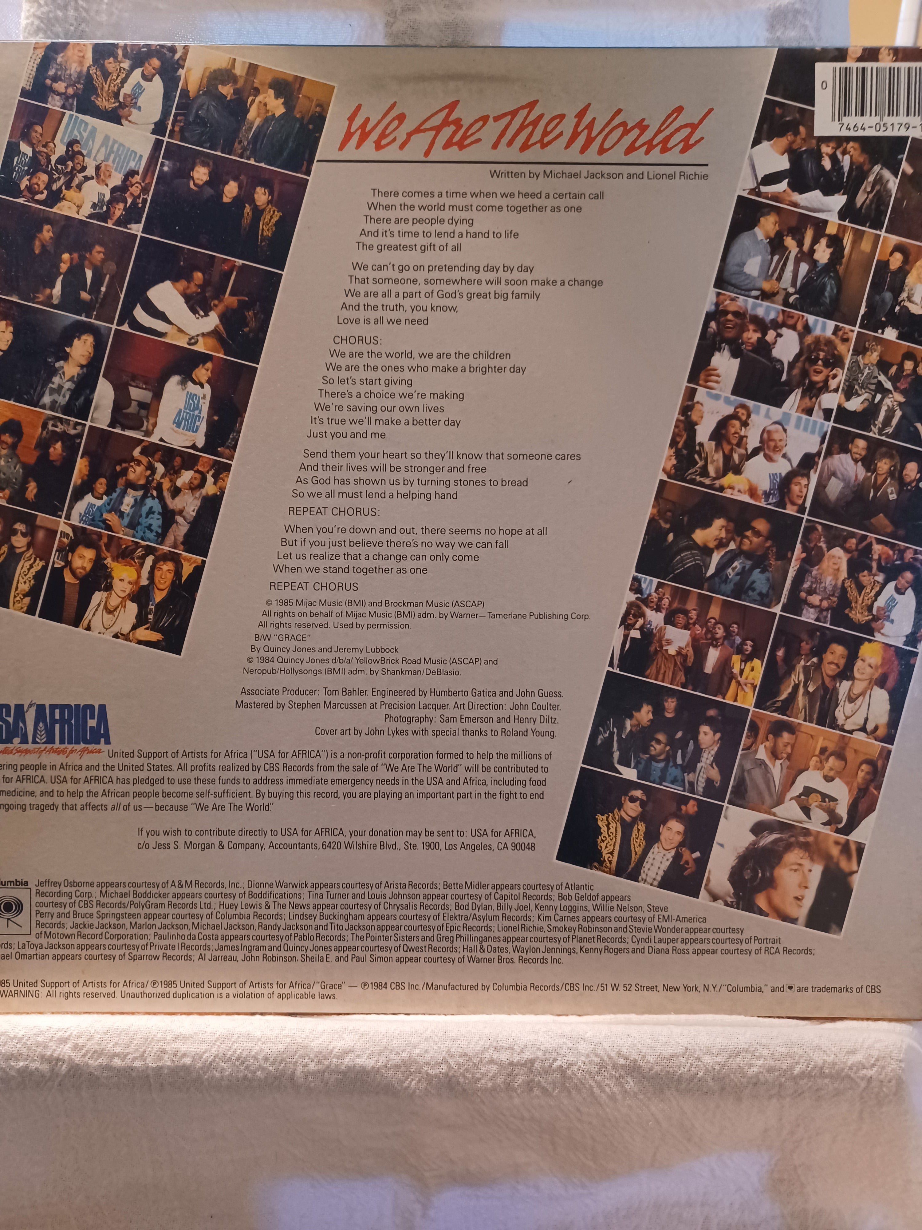 VINTAGE Vinyl 1985 WE ARE THE WORLD 12" Single